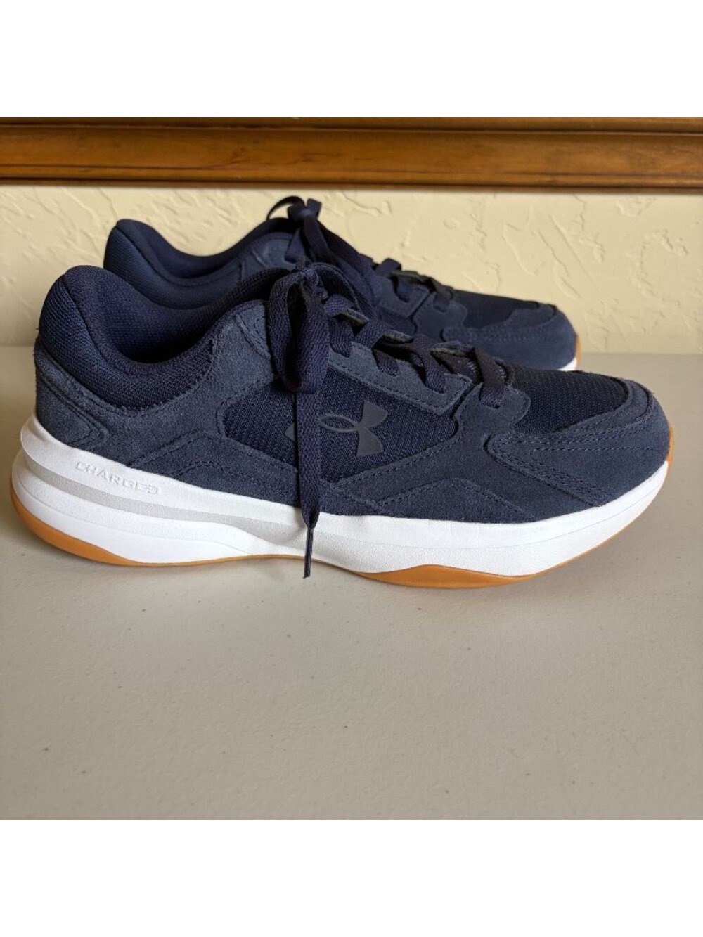 Under Armour Edge Men's US 8 Suede Training Shoes Navy Blue Orthoilite Footbed R